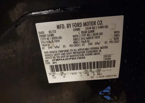 2023 Ford Edge Sel из США, поврежденный, VIN 2FMPK4J91PBA15656